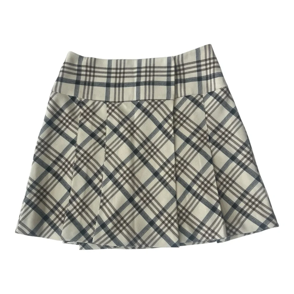The Limited Black and White Cream Mini A-Line Pleated Skirt Size 2